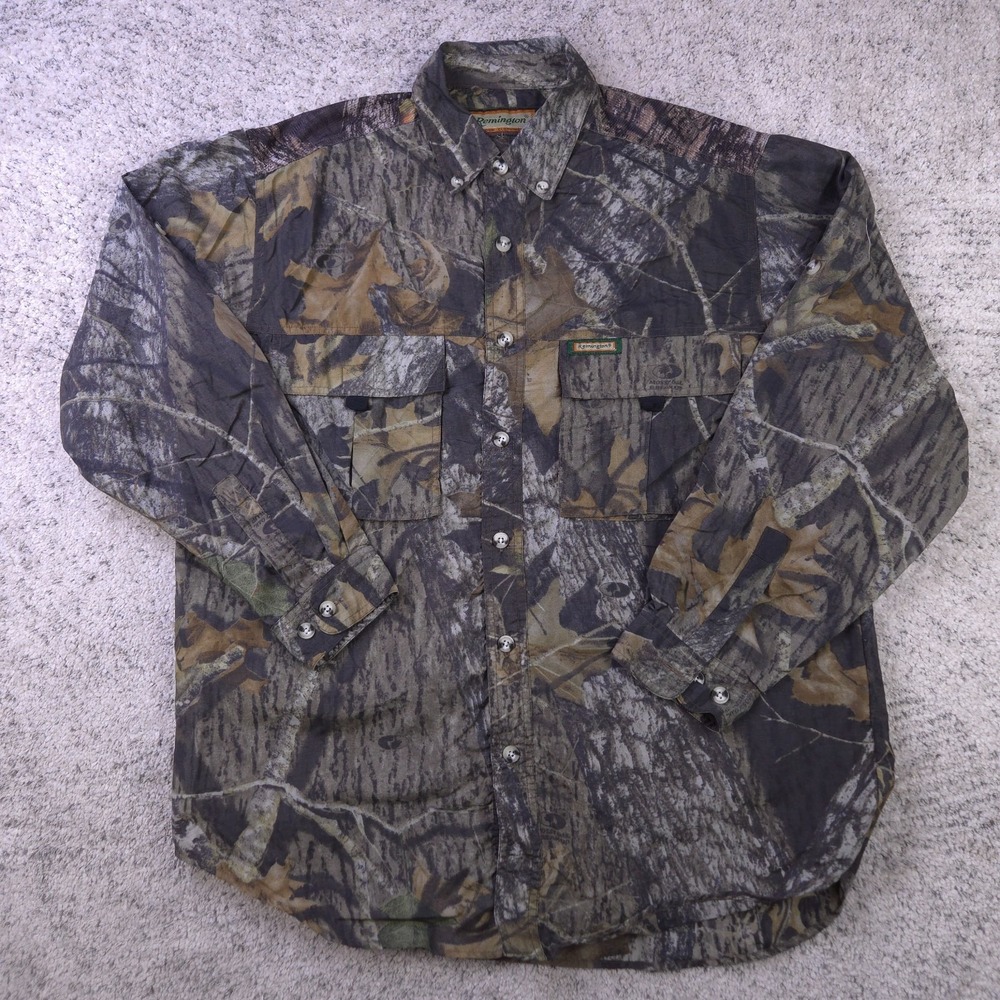 VTG Remington Shirt Mens XL Mossy Oak Break Up Camo Camouflage Hunting Long Slv